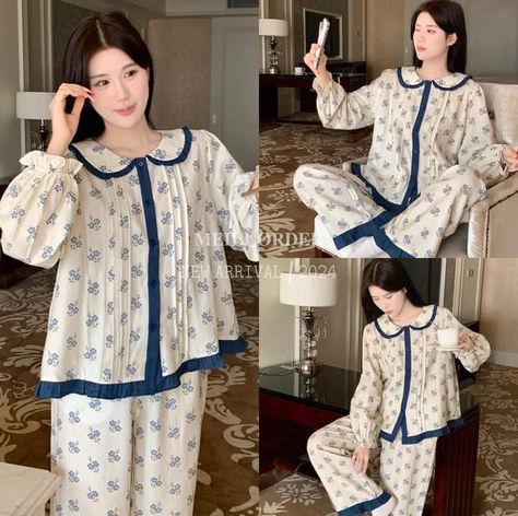 Pyjamas Cute Nightwear, Piyama Aesthetic, Winter Night Suit, Cute Night Outfits, Cute Nightwear, Pajamas Outfit, Night Wear Dress, Girls Winter Dresses, Pajama Outfit