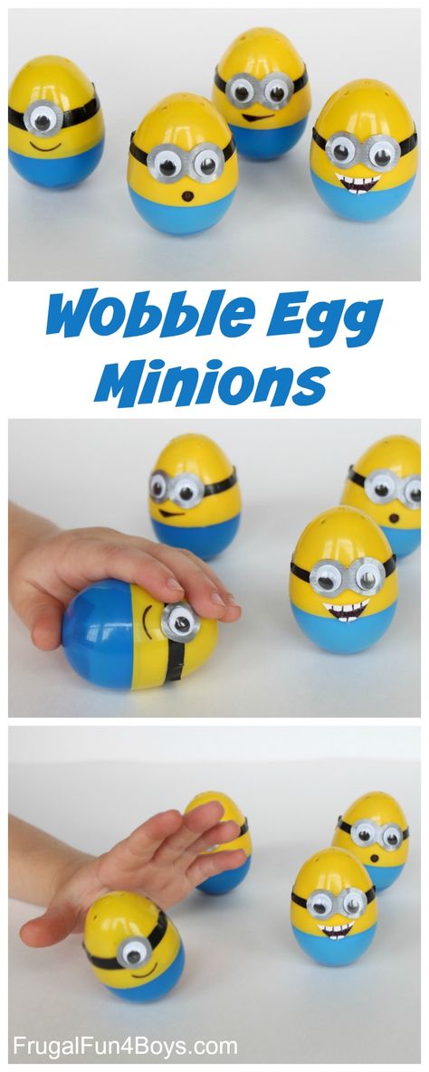 Make Minion Eggs - Push them down and they pop back up! Minion Craft, Pop Back, Google Eyes, Minion Birthday Party, Plastic Easter Eggs, Minion Birthday, Minion Party, Homemade Toys, Operation Christmas Child