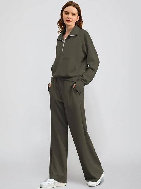 Amazon.com: Casly Lamiit Womens Two Piece Outfits 2024 Fashion Half Zip Sweatshirt Wide Leg Sweatpant Lounge Matching Set Activewear Travel Clothes Fall Spring Set Sweatsuit Tracksuit White S : Clothing, Shoes & Jewelry Cute Tracksuit Outfit, Tracksuits Outfits Women, Sweatsuit Outfits Women, Tracksuit Outfit Women, Wide Leg Drawstring Pants, Ladies Lounge, Winter Pjs, Cotton Dress Pattern, Work From Home Outfit