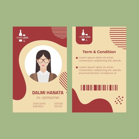 Wine id card template | Free Vector #Freepik #freevector #wine-tasting #ready-print #wine-bottle #wine Id Ideas Design, Id Design Card, Cute Id Card Template, Nametag Templates, Id Card Ideas, Aesthetic Id Card Template, Name Tag Design Template, Id Card Design Template, Id Template