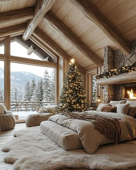 Rustic Cabin Interior, Cabin Christmas Decor, Cabin Interior Design, Cabin Aesthetic, Cabin Christmas, Christmas Decorations Living Room, Winter Cabin, Log Cabin Homes, Christmas Living Rooms