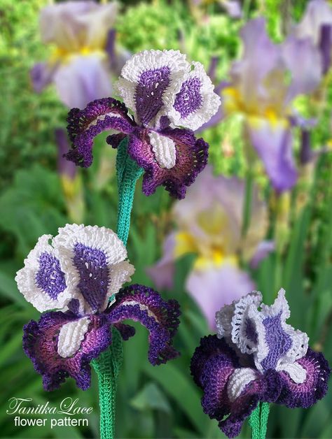 Crochet Lily Flower Pattern, Crochet Iris Flower Pattern Free, Crochet Violet Flower Free Pattern, Free Crochet Orchid Patterns, Orchid Crochet Pattern, Lace Flowers, Love Crochet, Crochet Accessories, Step By Step Instructions