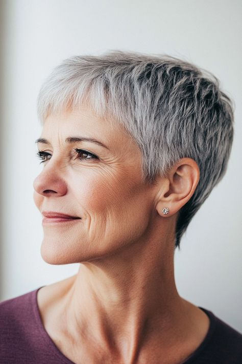 Looking for stylish short haircuts for women over 50? These 50 pixie cuts are proof that age is just a number. From edgy and modern to classic and chic, there's a pixie for every style and personality. Find inspiration for your next haircut, whether you're looking for a pixie hairstyle for older women with glasses or a short pixie cut for fine hair. Pixie Haircut Fine Hair Older Women, Very Short Pixie Haircut For Thick Hair, Short Hair Styles Pixie Edgy, Pixie Haircut Older Women, Pixies For Fine Hair, Edgy Pixie Cuts For Fine Hair, Short Edgy Pixie Haircut, Short Pixie Hairstyle Women, Pixie Hairstyles For Fine Hair