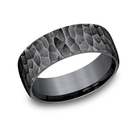 8.0mm Hammer Finished Mens Band in Dark Tantalum The Shredder, Black Diamond Wedding Rings, Modern Groom, Wedding Ring Diamond Band, Comfort Fit Wedding Band, Jared The Galleria Of Jewelry, Diamond Fashion Rings, Black Diamond Ring, Mens Band