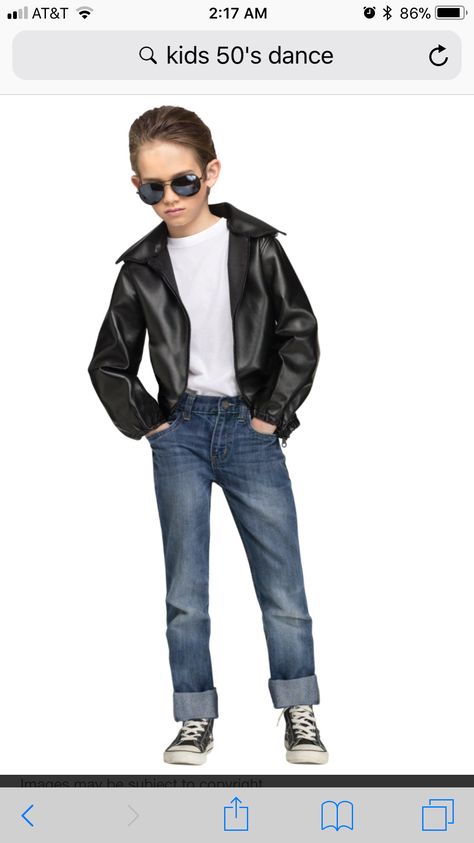 50s Outfits For Boys, Disfraz Rock And Roll, Kids 50s Costume, Greaser Costume, Greaser Jacket, Lifeguard Costume, 50s Outfit, 50s Costume, Apple Costume