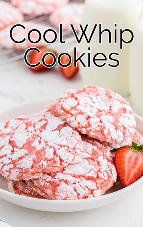 Cool Whip Cookies - Pass the Dessert Cool Whip Cake, Strawberry Cool Whip, Cool Cookies, Whip Cookies, Recipes With Cool Whip, Strawberry Sheet Cakes, Lemon Cake Mix Cookies, Cool Whip Cookies, Homemade Pumpkin Spice Latte