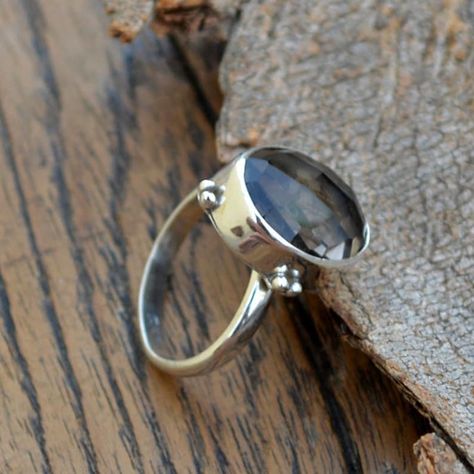 Smoky Quartz Jewelry, Watermelon Tourmaline Ring, Smoky Quartz Ring, Roman Glass, Bezel Ring, Ring Birthstone, Quartz Jewelry, Birthstone Gifts, Handcrafted Rings