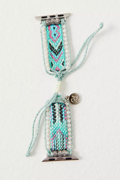 Friendship Bracelet Apple Watch Band | Free People Cape Diablo, Bracelet Apple Watch Band, Unrealistic Wishlist, Beaded Watches, Friendship Bracelet Patterns Easy, Hotline Bling, Bracelet Apple Watch, Blue Watches, Girly Jewelry