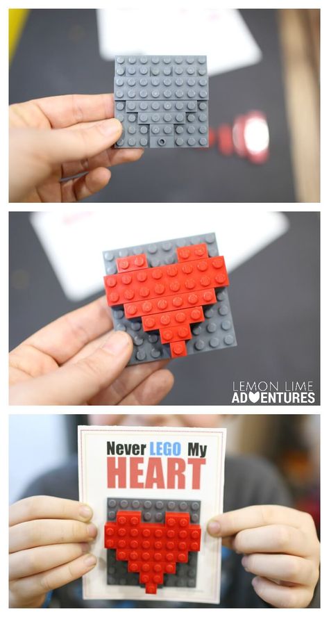 The perfect Valentine card that kids will LOVE. Candy free classroom Valentine's Day card.  Use legos to build a classroom valentine that your student will love to give to their classmates.  #valentinesday #classroomvalentine #playwithlegos Valentine's Day List, Backyard Ideas Diy, Printable Lego, Lego Hacks, Valentines Day Cards Diy, The Lego Batman Movie, Valentines Printable, Diy Lego, In Theaters Now