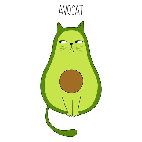 Cat Avocado, Cartoon Avocado, Cat Tatto, Avocado Art, Cute Avocado, Vector Food, Panda Love, Lord Krishna Wallpapers, Illustration Cartoon