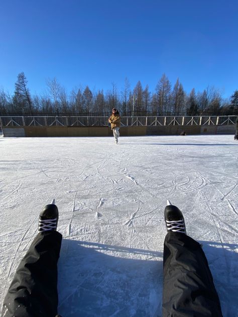 blue sky, outside rink, figure skater, hockey player Figure Skater X Hockey Player, Hockey Player, Skater Girls, Figure Skater, Winter Activities, Hockey Players, In The Winter, Ice Hockey, The Winter