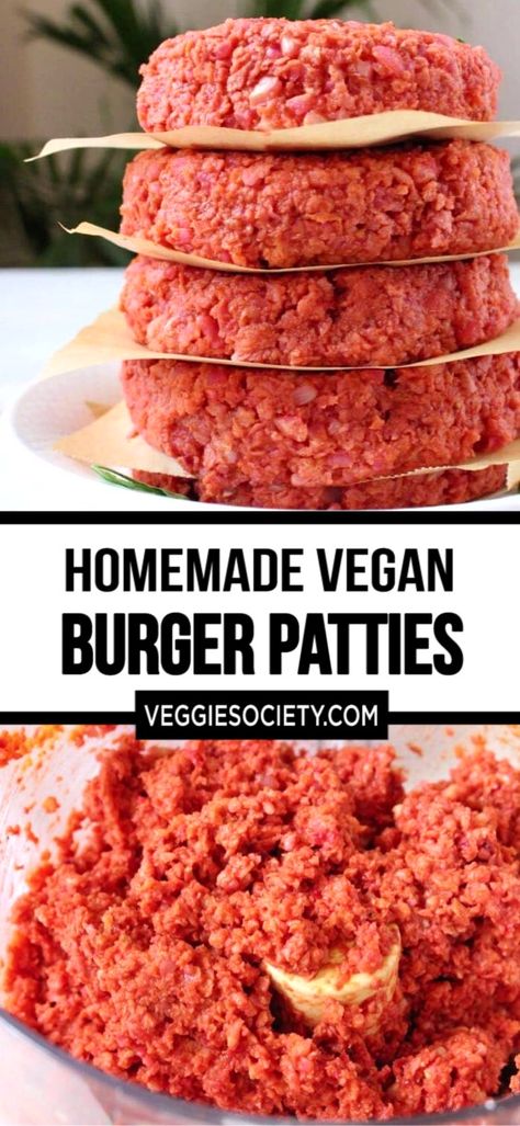 Recipe With Beets, Burger Patties Recipe, Homemade Vegan Burgers, Vegan Burger Patties, Soy Curls, Burger Patties, Patties Recipe, Vegan Burger, Vegan Burgers