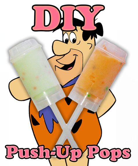 Make your own push-up pops, just like the Flintstones Pebbles ones you had as a kid! Push Pops Recipes, Strawberry Sherbet, Flintstones Pebbles, Frozen Popsicles, Movie Candy, Push Up Pops, Cake Push Pops, Chocolate Mug Cake, Ice Cream Freezer