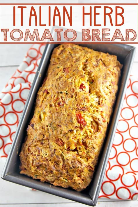 Italian Herb Tomato Bread: an easy savory quick bread starring fresh tomatoes, Italian herbs, garlic, and cheese. Bake up some summer right in your kitchen! {Bunsen Burner Bakery} #bread #quickbread #tomatobread via @bnsnbrnrbakery Savory Quick Bread, Bunsen Burner, Cheese Bread Recipe, Tomato Bread, Italian Herbs, Cheese Bake, Herb Bread, Bread Recipes Sweet, Quick Bread Recipes