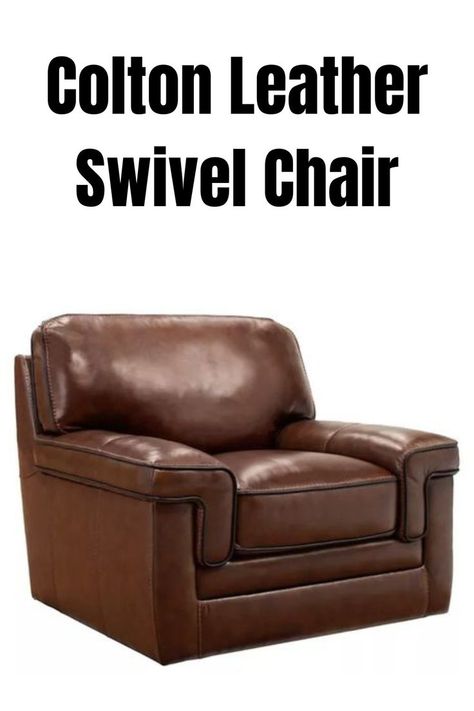 Comfortable man cave chairs are a must-have, and this leather chair adds a rich, sophisticated touch to any space. It makes for an inviting place to sit, and can be dusted for easy cleaning. The chair swivels, ensuring you can get a great view of the TV, while the down-blend topper cushion adds comfort. #colton #leather #swivelchair #chair #recliner #boujee #mancave #livingroom #browndecor #decor #livingroomdecor #livingroominspo #houseinspo #mancaveinspo #cutechair Man Cave Chair, Wooden Staff, The Perfect Man, Brown Decor, Chair Recliner, Leather Swivel Chair, Table Top Lamps, Man Cave Home Bar, Man Cave Bar