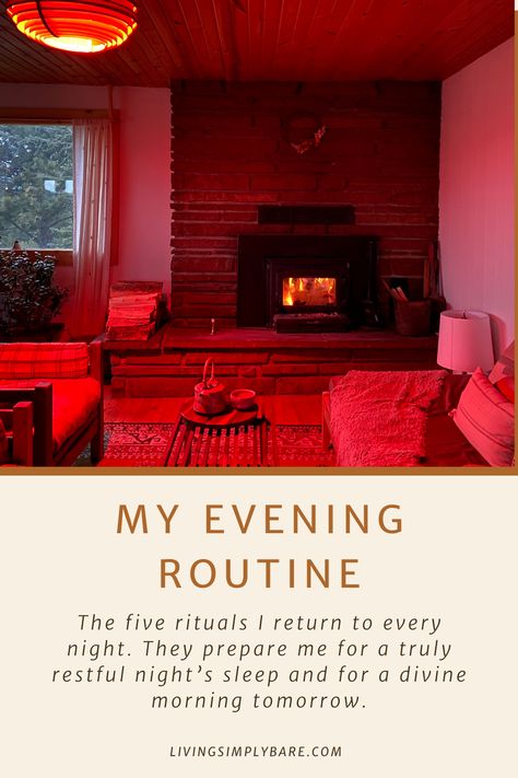 My evening routine has changed and evolved so much over the years. I am continuously trying new things and experimenting with what truly cultivates a great evening and night’s sleep for me. Yet these five practices always seem to be the ones I return to. These rituals are simple but they ground, nourish, and recharge me. evening routine, evening routine ideas, evening routine aesthetic, simple evening ritual Evening Routine Aesthetic, Evening Routine Ideas, Red Light Bulbs, Evening Rituals, Routine Aesthetic, Routine Ideas, Trying New Things, Self Massage, Night Time Routine