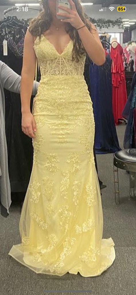 Pastel Yellow Prom Dresses, Pastel Yellow Prom Dress, Light Yellow Prom Dress, Yellow Prom, Prom Dress Inspo, Green Formal Dresses, Spring Formal, Prom Inspo, Prom Dresses Yellow