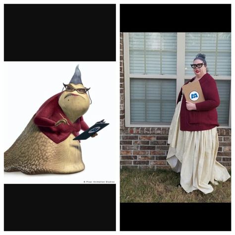 Roz Monsters Inc. Costume Funny Disney Halloween Costumes, Monster’s Inc Costume, Roz Monsters Inc Costume Diy, Roz From Monsters Inc Costume, Monster Inc Costume Ideas, Monsters Inc Costume Ideas, Monsters Inc Dress Up, Monster Inc Couple Costume, Monsters Inc Halloween Costume Families