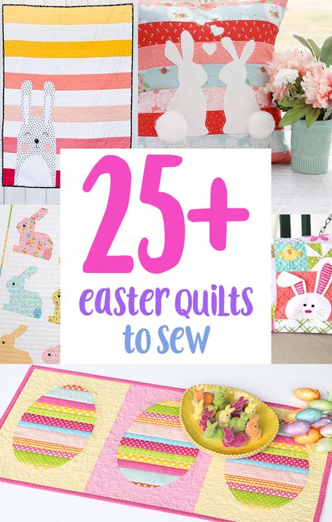 So much Easter Quilt Inspiration with this big list of Easter Bunny and Flower Quilt Patterns. You will be sure to find an adorable Easter Quilt to sew including free Easter Bunny Quilt Patterns. #sewing #quilting #beginnersewing #beginnerquilting #quilts #easterquilts Bunny Quilt Patterns, Easter Quilts, Flower Quilt Patterns, Bunny Quilt, Easter Pillows, Easter Fabric, Spring Quilts, Flower Quilts, Flower Quilt