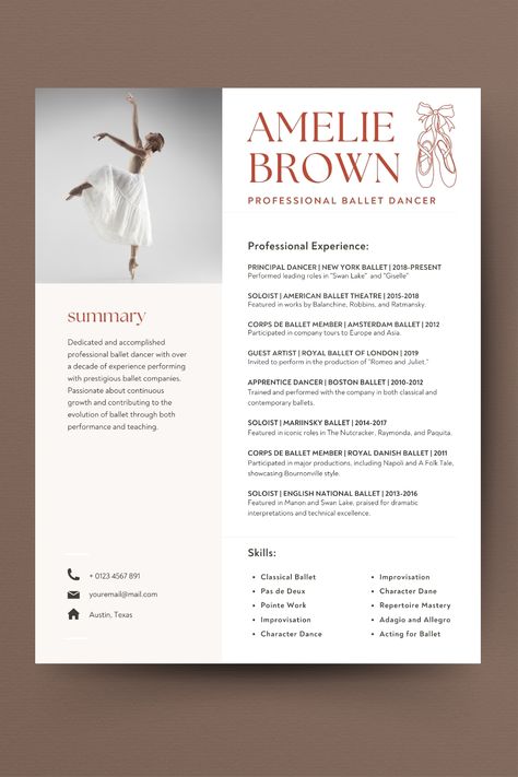 Ballet Resume, Dancer CV, Dance Resume Template, Ballet Job Application, Canva Resume, Ballet Audition, Dance Professional, Dance Cover Letter, Headshot Template, Ballet Portfolio, Ballet Career, Dance Business Cards, Dance Artist Resume, Dance Application, Resume Design, Dance Template Bundle, Ballet Performer CV, Choreographer Resume, Ballet Dance Job, Dance Resume Canva. Dancer Portfolio, Cute Resume, Ballet Audition, Dance Template, Dance Resume, Minimal Resume Design, Dance Business, Canva Resume, Artist Resume