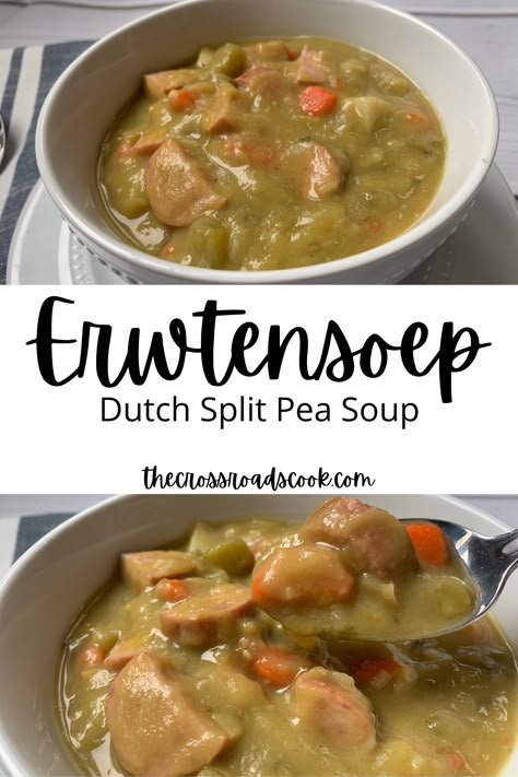 Split Pea And Sausage Soup, Dutch Split Pea Soup, Dutch Soup Recipes, Dutch Pea Soup, Dutch Pea Soup Recipe, Dutch Soup, Split Pea Recipes, Netherlands Christmas, Netherlands Food