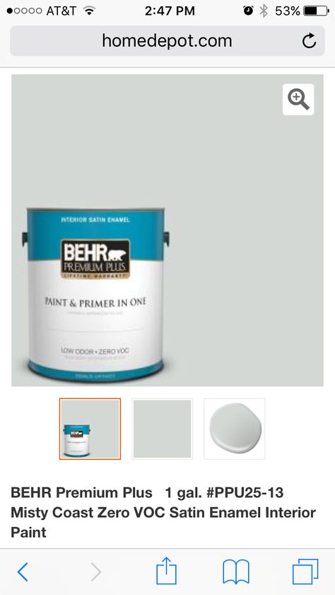 Behr Misty Coast, Misty Coast Behr Paint, Southern Coastal Decor, Master Retreat, Behr Paint, House Color Palettes, Best Paint Colors, Paint Primer, Bedroom Paint Colors