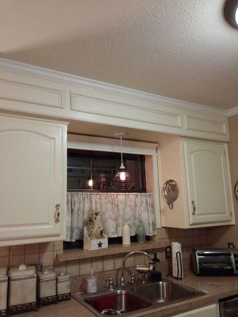 from outdated soffits to usable space, kitchen cabinets, kitchen design, shelving ideas, storage ideas Soffit Ideas, Kitchen Soffit, Cabinet Height, Faux Brick Panels, Kitchen Cabinet Trends, Above Kitchen Cabinets, Above Cabinets, Shelving Ideas, Space Kitchen