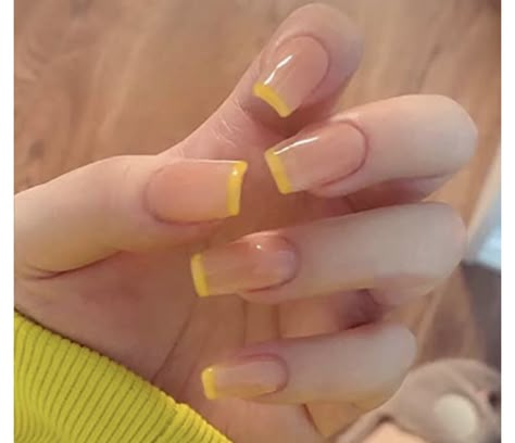 Multicolored Nails, Yellow Nails Design, Walking On Sunshine, Minimal Nails, French Tip Acrylic Nails, Nails Only, Yellow Nails, Pretty Acrylic Nails, Short Acrylic Nails