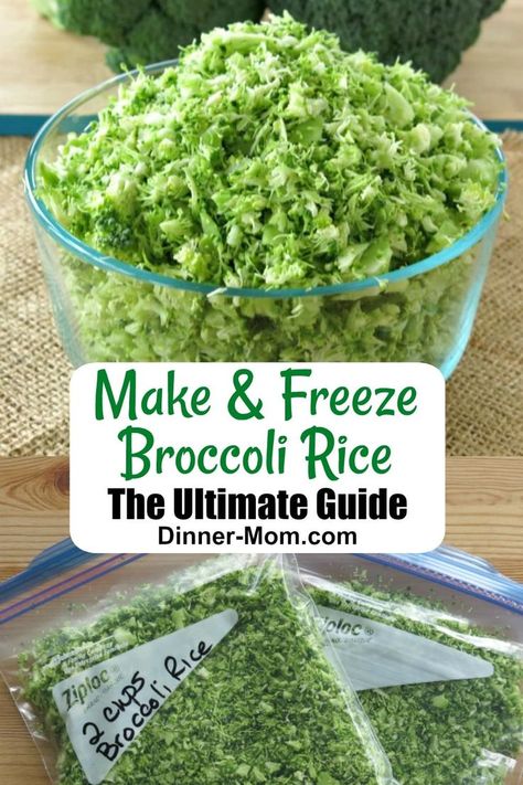 Rice broccoli and freeze it, so you can EASILY make healthy, low-carb, and gluten-free recipes. No blanching required! This ultimate guide will answer all your questions! #ricedbroccoli How To Prepare Broccoli, Riced Broccoli Recipes, Rice Broccoli, Frozen Cauliflower Rice, Rice Recipes For Dinner, Low Carb Appetizers, Keto Friendly Desserts, Broccoli Rice, Frozen Broccoli