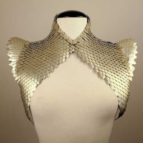 Chainmaille Clothing, Scale Armor, Chain Art, Scale Mail, Neck Corset, Costumes Ideas, Dragon Scale, Twin Stars, Fantasy Costumes