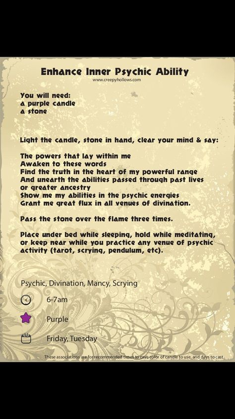 Spell For Psychic Abilities, Purple Candle Spells, Psychic Abilities Spell, Psychic Spell, Witchy Spells, Charmed Book Of Shadows, Magick Symbols, Witch Stuff, Magic Spell Book