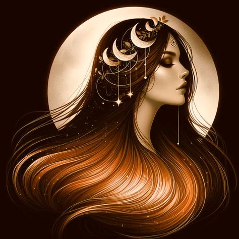 Nyx Goddess Aesthetic, Hekate Aesthetic, Moonchild Tattoo, Moon Goddess Aesthetic, Moon Goddess Art, Goddess Aesthetic, Witch Tattoo, Spiritual Artwork, Art Painting Gallery