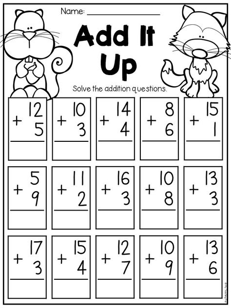 Grade 1 Maths, Addition Up To 20, Addition Worksheets First Grade, Math First Grade, Addition Within 20, Addition To 20, Addition Worksheet, Fun Math Worksheets, Fall Worksheets