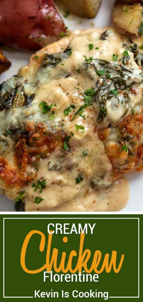 Creamy Chicken Florentine, Dinner Spinach, Chicken Florentine Recipe, Sautéed Chicken, Florentines Recipe, Barbecue Pork Ribs, Spinach Cheese, Chicken Florentine, Cheese Chicken