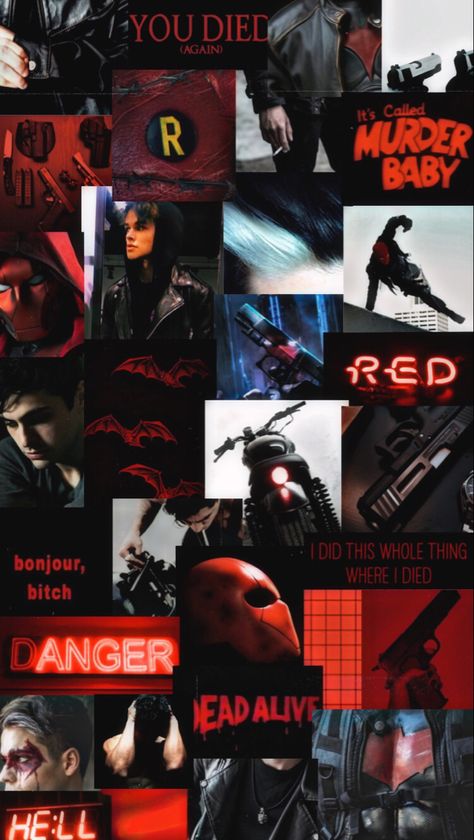 Dc Titans Wallpaper Aesthetic, Jason Todd Collage, Titans Jason Todd Wallpaper, Titans Dc Wallpaper, Hood Aesthetic Wallpaper, Dc Titans Wallpaper, Vibe Dc Comics, Red Hood Aesthetic, Jason Todd Wallpaper