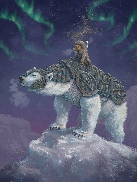 Iorek Byrnison, Dark Materials, His Dark Materials, Power Animal, Winter Illustration, Dark Material, Surrealism Painting, Children's Literature, Dreamy Art