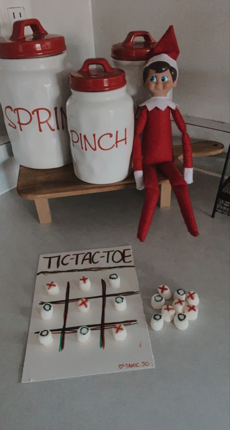 Mini Marshmallows Elf On The Shelf, Elf On Shelf Tic Tac Toe, Tic Tac Toe Elf On The Shelf, Elf On The Shelf Marshmallow Ideas Funny, Mini Marshmallow Elf On The Shelf, Elf On The Shelf Ideas Mini Marshmallows, Marshmallow Elf On Shelf, Elf Ideas With Marshmallows, Elf On The Shelf Tic Tac Toe