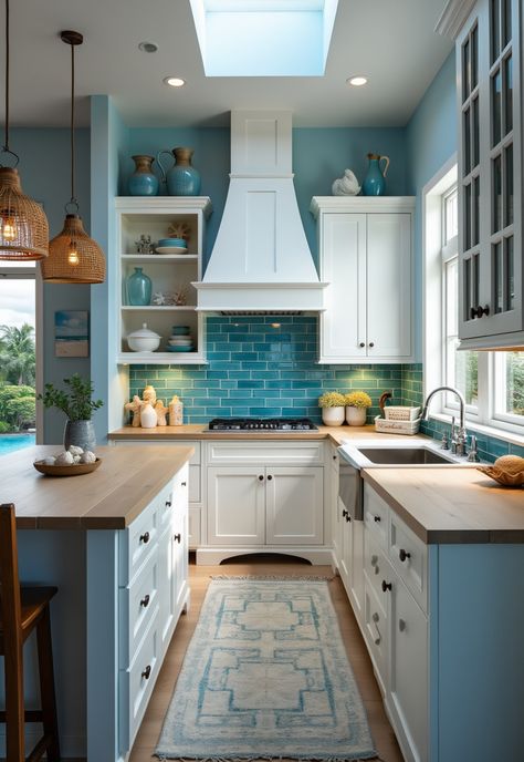 Coastal Kitchen Design,Coastal Kitchen Ideas,Modern Coastal Kitchen,Beachy Kitchens,Coastal Kitchens,Coastal Farmhouse Kitchen,Modern Coastal Farmhouse,Coastal Chic Kitchen Seaside Kitchen Ideas Coastal Style, Sea Blue Kitchen, Sea Glass Kitchen, Beachy Kitchen Ideas, Coastal Kitchen Cabinets, Cottage Kitchen Backsplash, Sea Kitchen, Beach Kitchen Ideas, Beachy Kitchen