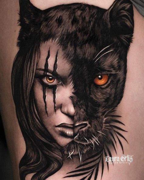 2,110 mentions J’aime, 12 commentaires - tattoo_time (@tattoo_time_vk) sur Instagram : "Artist: @lauraortiztattoo  . . . #tattoo2me #inked #tattooartist #tattooart #ink #tatootime…" Laura Ortiz, Black Panther Face, Black Panther Tattoo, Jaguar Tattoo, Face Tattoos For Women, Lion Tattoo Sleeves, Native Tattoos, Tattoo Time, Girl Face Tattoo