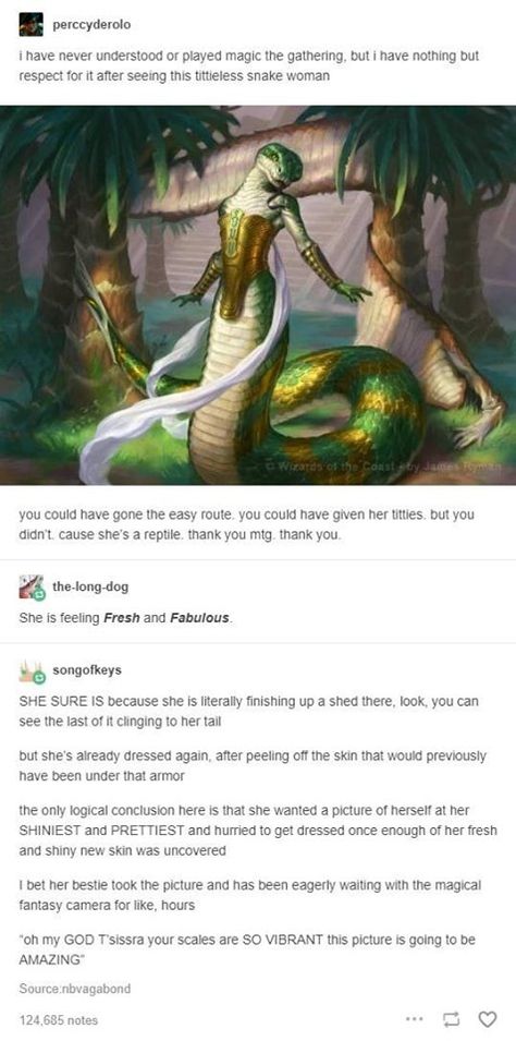 Snake Lady, Snake Woman, Appreciation Post, Arte Fantasy, Creature Concept, Magic The Gathering, Creature Art, Tumblr Funny, Tumblr Posts