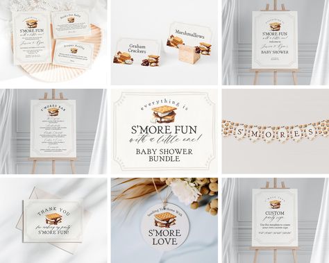 S'more Fall Bonfire Baby Shower Bundle Printable Template, Smore to Love Baby Sprinkle for Gender Neutral Backyard Baby Shower Bonfire Party Decor, Neutral Backyard, Bonfire Birthday Party, Bonfire Birthday, Backyard Baby Showers, Fall Bonfire, Smores Bar, Backyard Bridal Showers, Bonfire Party