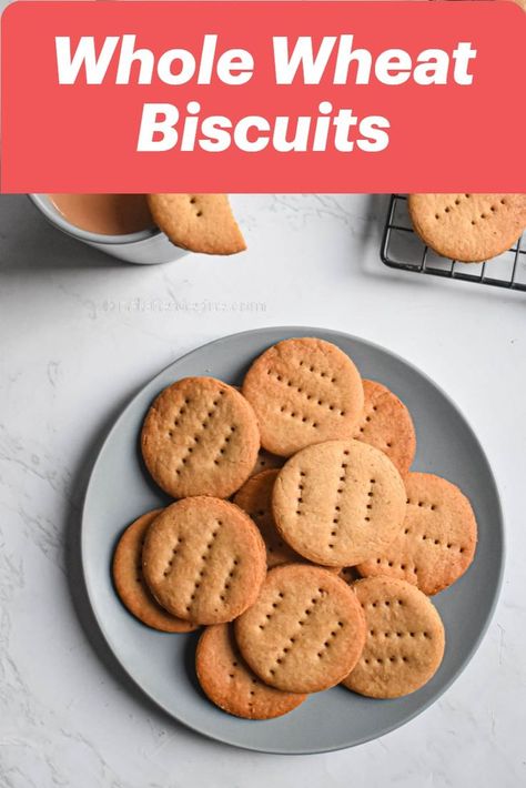 Makes -28 ; Prep Time : 10 minutes : Baking TIme 18 minutes Whole Wheat Cookies, Whole Wheat Biscuits, Wheat Flour Recipes, Custard Cookies, Wheat Biscuits, Butter Biscuits, Honey Cornbread, Cookie Crisp, Healthy Cookie