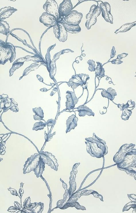 Luxury Wallpapers, Blue And White Wallpaper, Toile Wallpaper, Flowers Graphic, St Claire, Flowery Wallpaper, Interior Wallpaper, Wallpaper Nature Flowers, Luxury Wallpaper