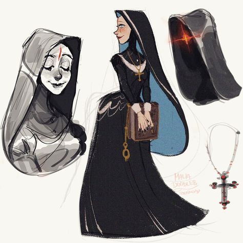 Malia on Instagram: “Spooky nun? I think yes 🥀🌑 #digitalillustration #digitalart #characterdesign #characterart #nun #angelslayer #oc #maliadoodles” Nun Outfit, Figure Drawing Reference, Sketchbook Art Inspiration, Art Block, Art Reference Photos, Art Reference Poses, Fantasy Character Design, Pretty Art, Character Design Inspiration