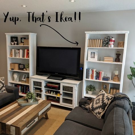 Why People Don’t Paint Their Furniture Bookshelves And Tv, Bookshelves In Living Room With Tv, Painting Cupboards, House Canvas, Bookshelves In Living Room, Canvas Diy, Ski House, Apt Ideas, Inside Decor