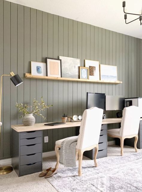 Before and After: A smart IKEA hack makes this home office transformation extra practical. #IKEAHack #IKEA #IKEAfurniture #DIY #DIYremodel #DIYprojects #DIYideas #OfficeIdeas #OfficeDecor #HomeOffice #OfficeDesign #RemodelingIdeas #homeofficehack Two Desks, Ikea Home Office, Office Hacks, Ikea Desk Hack, Ikea Office, Desk Diy, Ikea Desk, Office Remodel, Hemma Diy