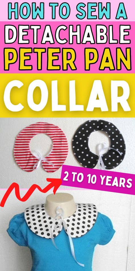 How to sew a collar. Detachable collar DIY. Kids dress collar tutorial. Peter Pan Collars Diy, Diy Peter Pan Collar, Easy Sewing Crafts, Sewing Patterns Doll, Collar Tutorial, Crochet Tutu Dress, Crochet Tutu, Collars Diy, Peter Pan Collars