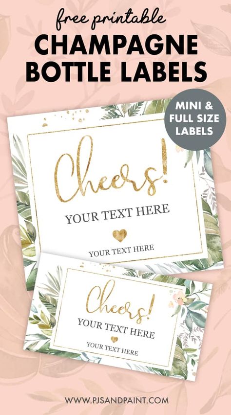 Free Printable Custom Bottle Labels - Engagement Gift Idea Diy Wine Labels Printables, Diy Champagne Labels, Champagne Labels Printable Free, Diy Champagne Bottle Label, Engagement Bottle Labels, Free Wine Label Template, Free Printable Wine Labels, Wine Bottle Labels Wedding Cricut, Small Champagne Bottles