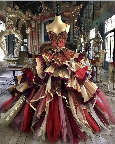 Halloween Costumes Extravagant, Queen Of Hearts Gown, Recycle Gown Design, Recycled Gown, Fairy Dress Costume, Clock Dress, Crazy Dresses, Fairytale Fashion, Fairy Dresses