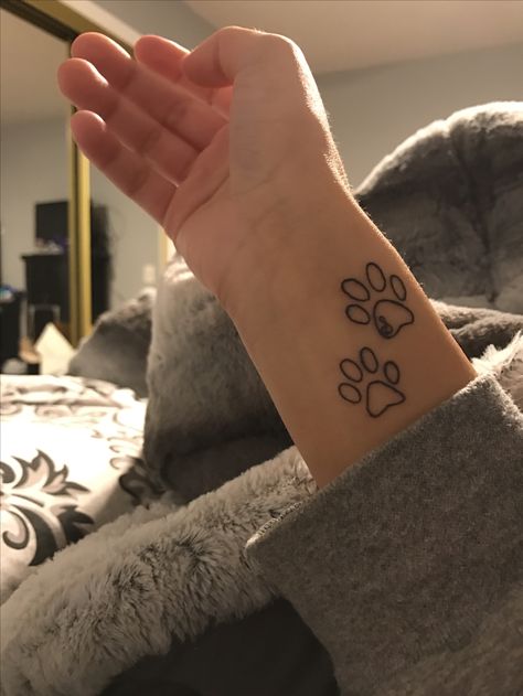 Paw Print With Letter Tattoo, Paw Print With Initial Tattoo, Paw Print Tattoo With Initial, Initials Tattoo, Letter Tattoo, Paw Tattoo, Initial Tattoo, Pet Paws, Tattoo Lettering